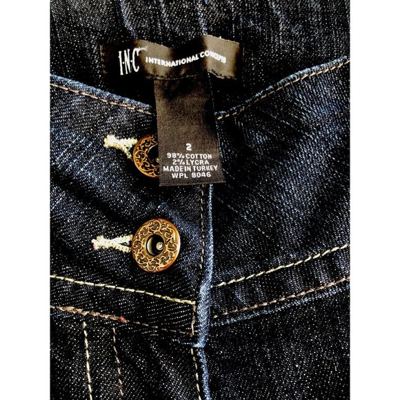 INC International Concepts Jeans Low RISE SZ 2 Bootleg Dark Wash Stretch - Picture 4 of 10